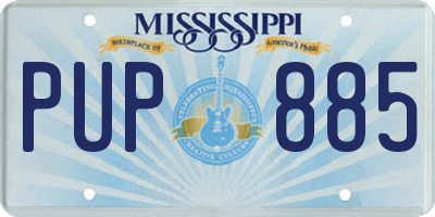 MS license plate PUP885