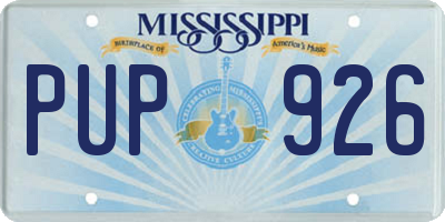 MS license plate PUP926