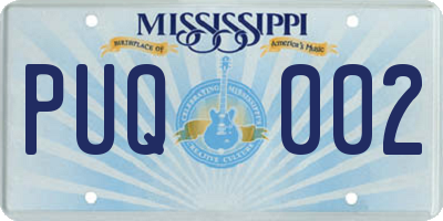 MS license plate PUQ002
