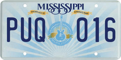 MS license plate PUQ016