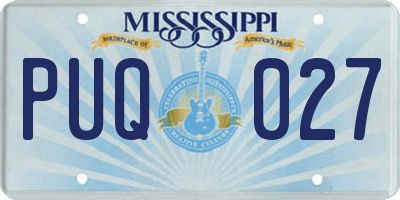 MS license plate PUQ027