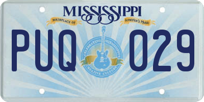 MS license plate PUQ029
