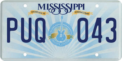 MS license plate PUQ043