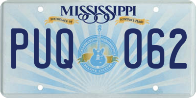 MS license plate PUQ062