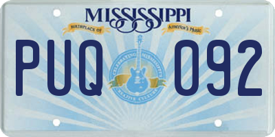 MS license plate PUQ092