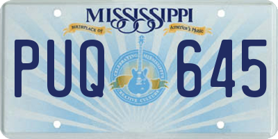 MS license plate PUQ645