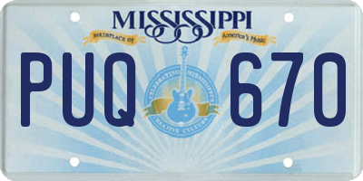 MS license plate PUQ670
