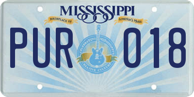 MS license plate PUR018