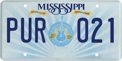 MS license plate PUR021