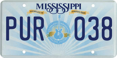 MS license plate PUR038