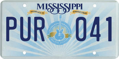 MS license plate PUR041