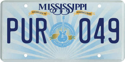 MS license plate PUR049