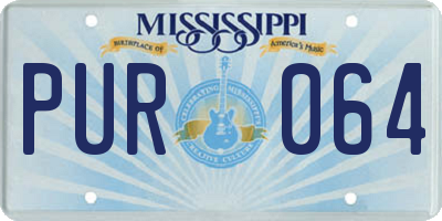 MS license plate PUR064