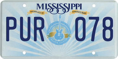 MS license plate PUR078