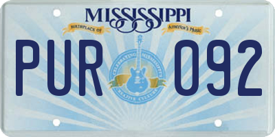 MS license plate PUR092