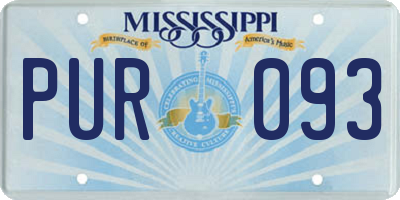 MS license plate PUR093