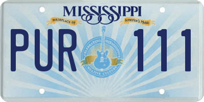 MS license plate PUR111