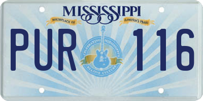 MS license plate PUR116