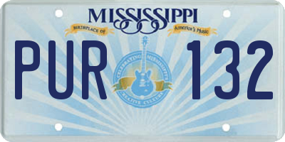MS license plate PUR132