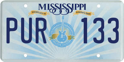 MS license plate PUR133
