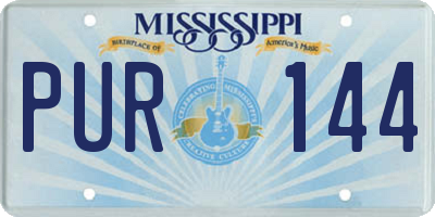 MS license plate PUR144