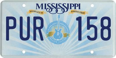 MS license plate PUR158