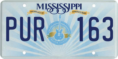MS license plate PUR163