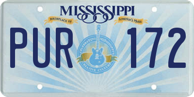 MS license plate PUR172