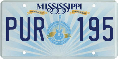 MS license plate PUR195