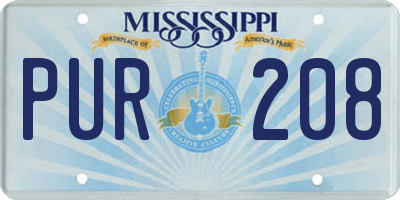 MS license plate PUR208