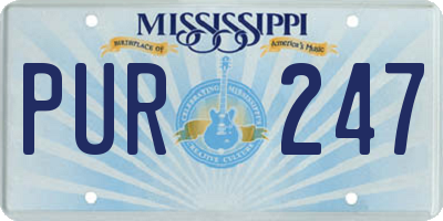 MS license plate PUR247