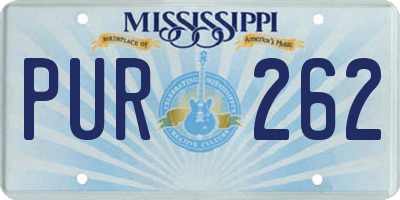 MS license plate PUR262