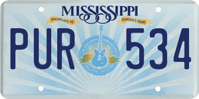 MS license plate PUR534