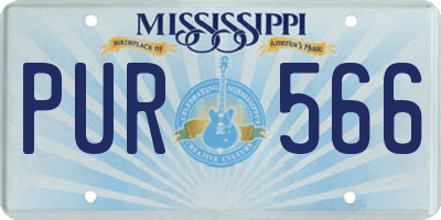 MS license plate PUR566