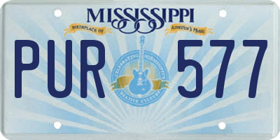 MS license plate PUR577