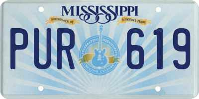 MS license plate PUR619