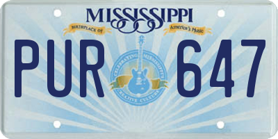 MS license plate PUR647