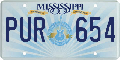 MS license plate PUR654