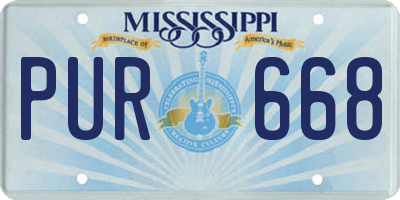MS license plate PUR668