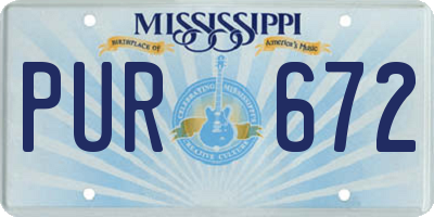 MS license plate PUR672