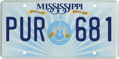 MS license plate PUR681