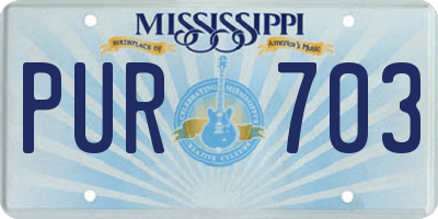 MS license plate PUR703