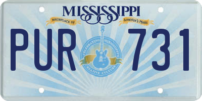 MS license plate PUR731