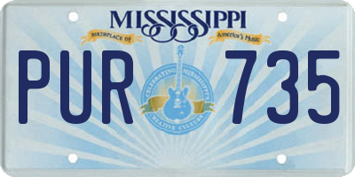 MS license plate PUR735