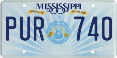 MS license plate PUR740