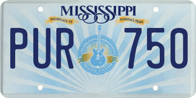 MS license plate PUR750