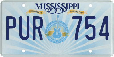 MS license plate PUR754