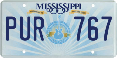MS license plate PUR767