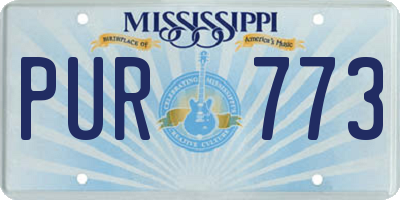 MS license plate PUR773