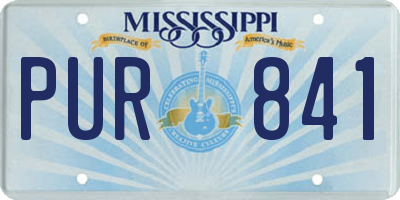 MS license plate PUR841